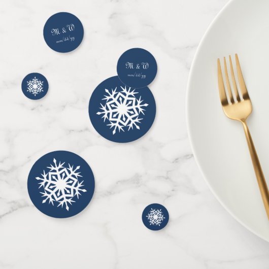 Wintersneeuwvlokken in Navy Table Confetti (Groep)