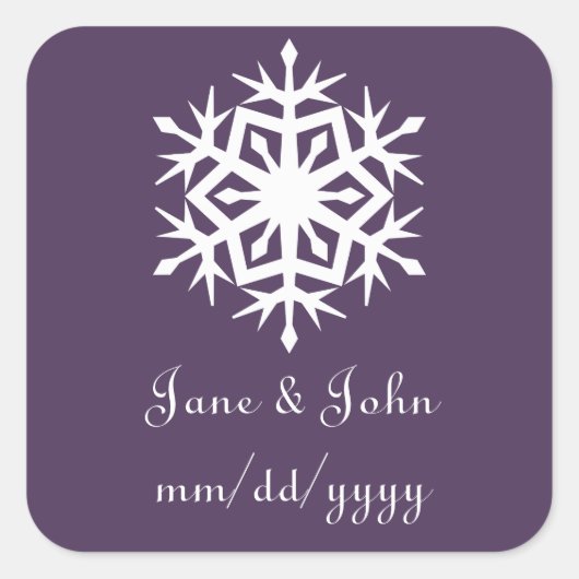 Wintersneeuwvlokken in Paarse Sticker (Voorkant)