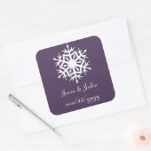 Wintersneeuwvlokken in Paarse Sticker (Envelop)