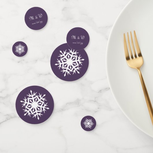 Wintersneeuwvlokken in Paarse Tafel Confetti (Groep)