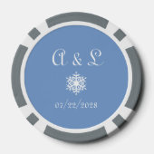 Wintersneeuwvlokken in Periwinkle Poker Chips (Achterkant)