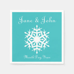 Wintersneeuwvlokken in turquoise servetten