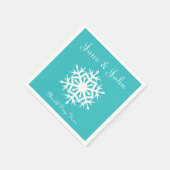 Wintersneeuwvlokken in turquoise servetten (Hoek)
