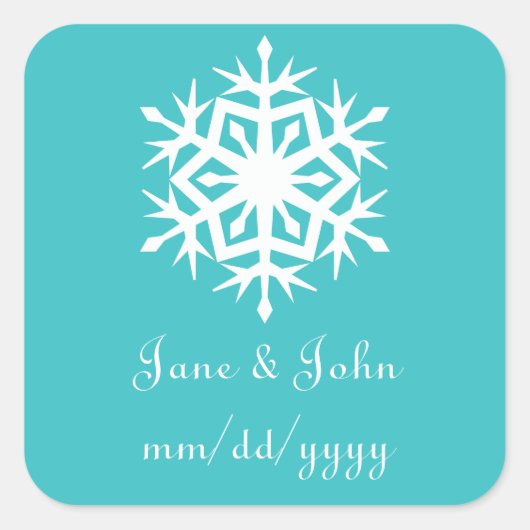 Wintersneeuwvlokken in Turquoise Sticker (Voorkant)