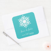 Wintersneeuwvlokken in Turquoise Sticker (Envelop)