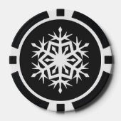 Wintersneeuwvlokken in zwart poker chips (Voorkant)