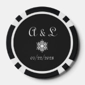 Wintersneeuwvlokken in zwart poker chips (Achterkant)