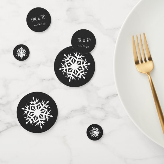Wintersneeuwvlokken in Zwarte Tafel Confetti (Groep)