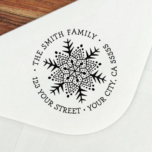 Wintersneeuwvlokken kerstvakantieadres  zelfinktende stempel