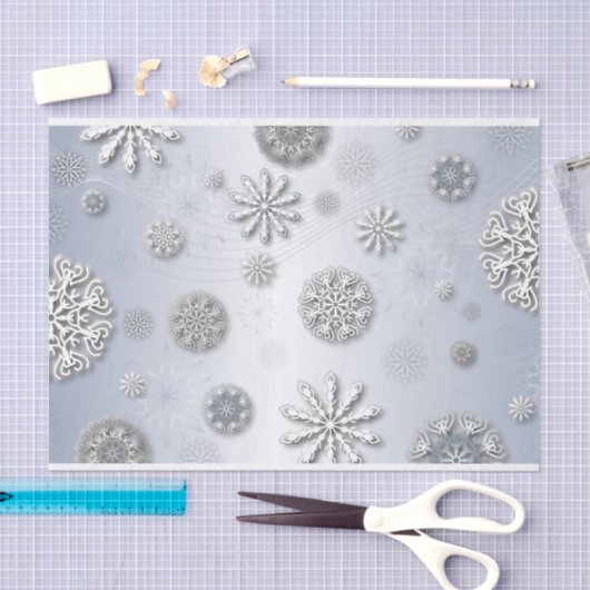 wintersneeuwvlokken met elegant papier op zilver (Craft)