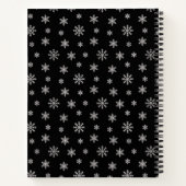 Wintersneeuwvlokken modern patroon zwart notitieboek (Achterkant)
