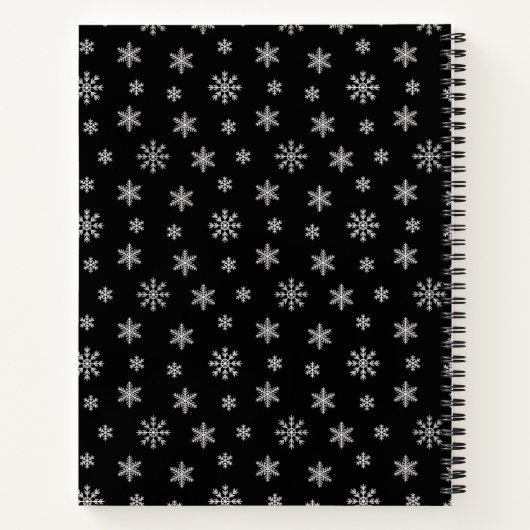Wintersneeuwvlokken modern patroon zwart notitieboek (Achterkant)