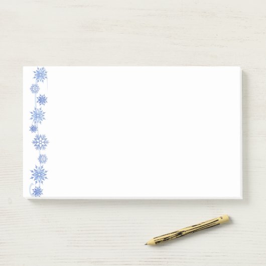 Wintersneeuwvlokken na de beurs post-it® notes (Op bureau)