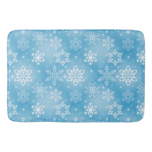 Wintersneeuwvlokken op aqua badmat (Voorkant)