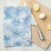 Wintersneeuwvlokken op blauw theedoek (Quarter Fold)