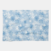 Wintersneeuwvlokken op blauw theedoek (Horizontaal)