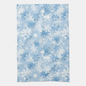 Wintersneeuwvlokken op blauw theedoek (Verticaal)