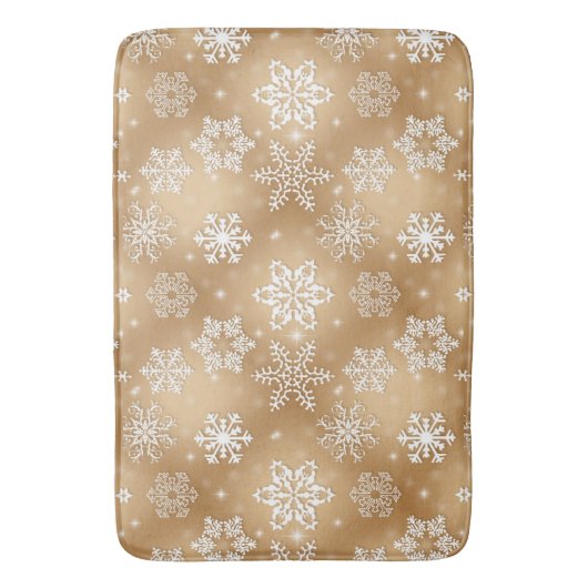 Wintersneeuwvlokken op goud badmat (Voorkant Verticaal)