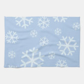 Wintersneeuwvlokken op lichtblauw theedoek (Horizontaal)