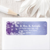 Wintersneeuwvlokken op Paarse Adresetiketten Etiket (Insitu)