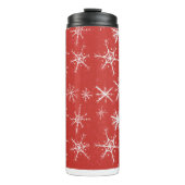 Wintersneeuwvlokken op rood thermosbeker (Voorkant)