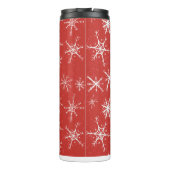 Wintersneeuwvlokken op rood thermosbeker (Achterkant)