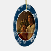 Wintersneeuwvlokken Ovaal Foto Ornament (Rechts)