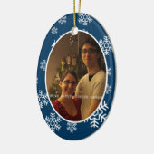 Wintersneeuwvlokken Ovaal Foto Ornament (Links)