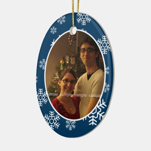 Wintersneeuwvlokken Ovaal Foto Ornament (Links)