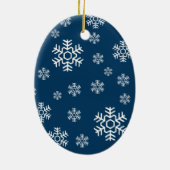 Wintersneeuwvlokken Ovaal Foto Ornament (Achterkant)