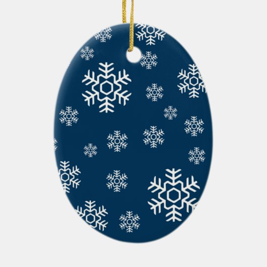 Wintersneeuwvlokken Ovaal Foto Ornament (Achterkant)