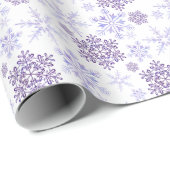 Wintersneeuwvlokken Paars patroonpapier Cadeaupapier (Rol Hoek)
