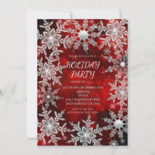 Wintersneeuwvlokken Rood Kerstfeest Uitnodigingen (Voorkant)