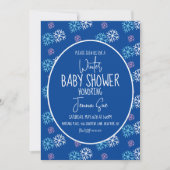 Wintersneeuwvlokken Roze Blauw Baby shower Kaart (Voorkant)