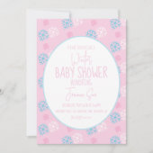 Wintersneeuwvlokken Roze Blauw Baby shower Kaart (Voorkant)