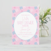 Wintersneeuwvlokken Roze Blauw Baby shower Kaart (Staand voorkant)