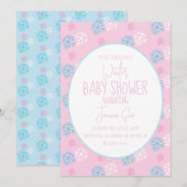 Wintersneeuwvlokken Roze Blauw Baby shower Kaart (Voorkant / Achterkant)