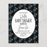 Wintersneeuwvlokken Roze Blauw Baby shower Zwart