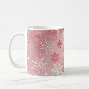Wintersneeuwvlokken Roze en Wit Koffiemok