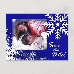 Wintersneeuwvlokken Save the Date (lapis) Foto Aankondigingskaart