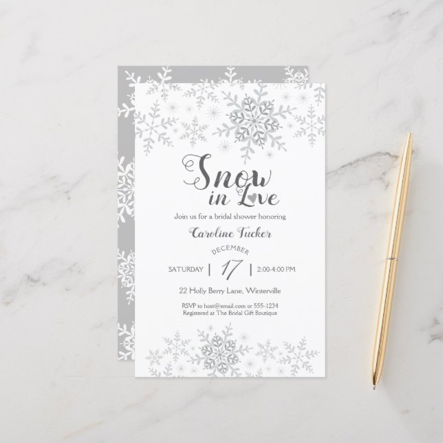 Wintersneeuwvlokken sneeuw in de liefde Vrijgezell (Voorkant / Achterkant in situ)