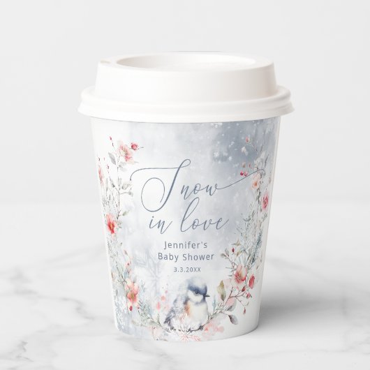 Wintersneeuwvlokken Snow in Love vrijgezellenfeest Papieren Bekers (Achterkant)