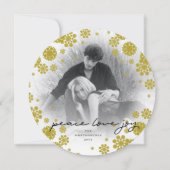 Wintersneeuwvlokken Vrede Liefde Vreugde Elegante  Feestdagenkaart (Voorkant)