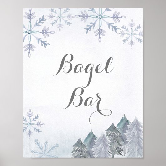 Wintersneeuwvlokken waterverf Bagel Bar Sign Poster (Voorkant)