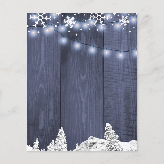 Wintersneeuwvlokken winteruitnodiging voor bruilof (Achterkant)