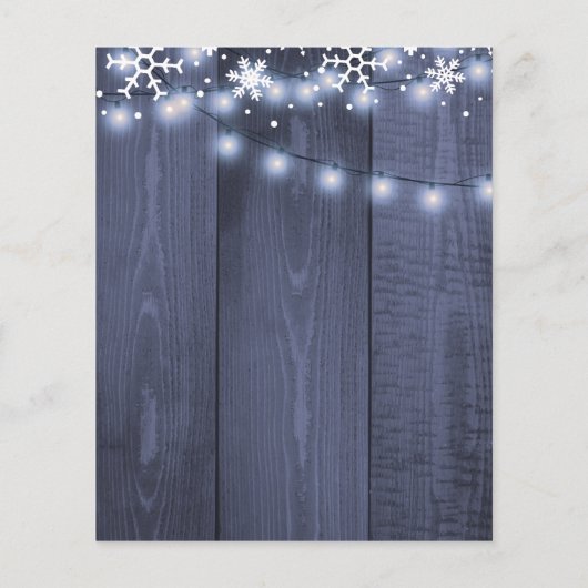 Wintersneeuwvlokken winteruitnodiging voor bruilof (Achterkant)