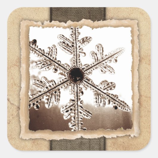 wintersneeuwvlokring vierkante sticker (Voorkant)