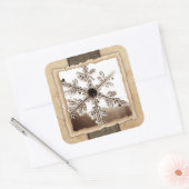 wintersneeuwvlokring vierkante sticker (Envelop)