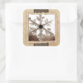 wintersneeuwvlokring vierkante sticker (Tas)
