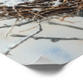 Wintersneeuwvogel in Nest Tree Natuur Waterverf Poster (Hoek)